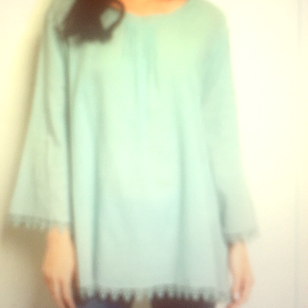 3/4 sleeve tunic top/blouse sage color